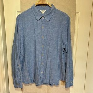 Women’s Orvis 1588920 Long Sleeve Light Blue Linen Blend shirt size XL
